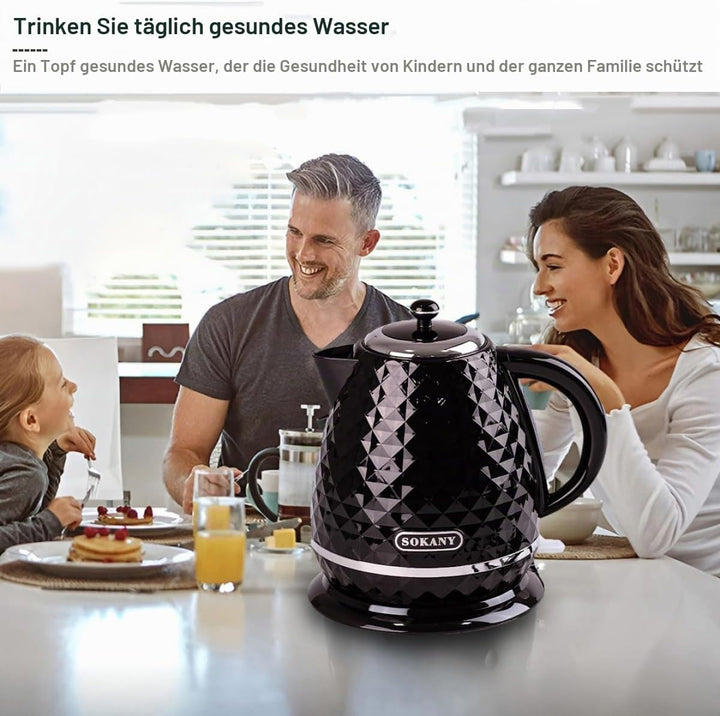 SOKANY SK-1032 2200W Wasserkocher, 1,7L Teekocher, herausnehmbarer Kalkfilter, Auto-Off, Wasserstand