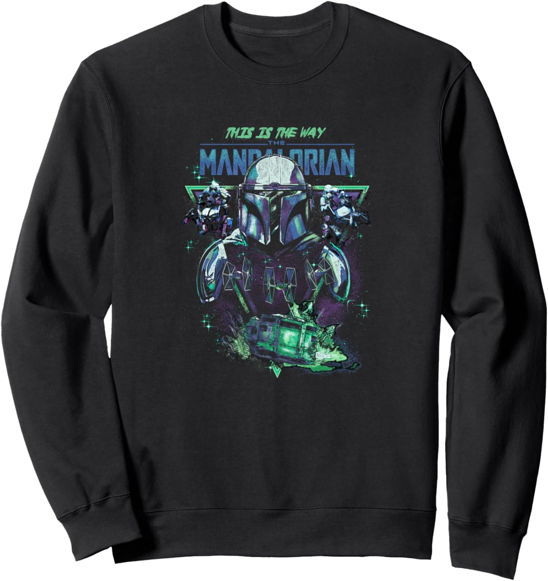 Star Wars: The Mandalorian Group Shot Green & Blue Triangle Sweatshirt