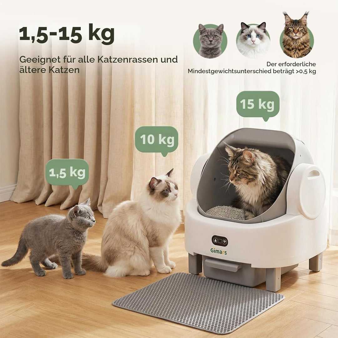 Gimars Selbstreinigende Katzentoilette mit offenem Design, Automatisches Katzenklo für mehrere Katze