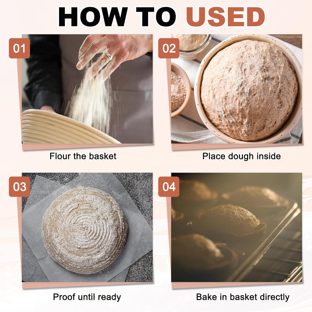 QUARKZMAN Gärkörbchen für Brot – 2er Set Brot Backen Zubehör aus Silikon, Antihaft-Beschichtung &amp; ba