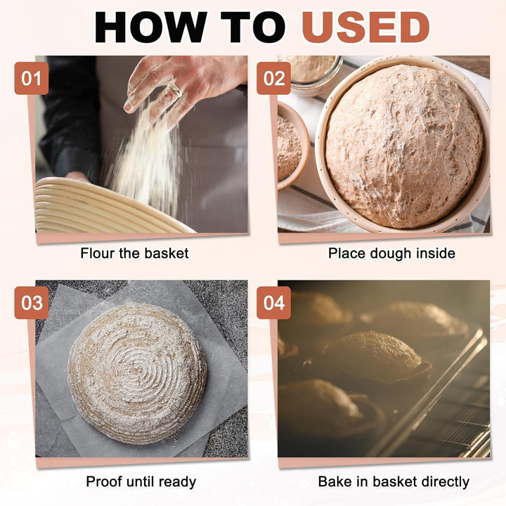 QUARKZMAN Gärkörbchen für Brot – 2er Set Brot Backen Zubehör aus Silikon, Antihaft-Beschichtung &amp; ba