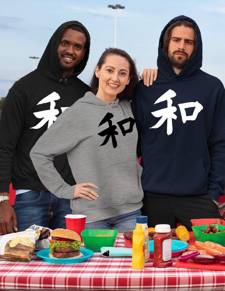 OM3® Japanese Hieroglyph Peace Hoodie | Herren | Japan Symbol Schriftzug Frieden | Kapuzen-Pullover