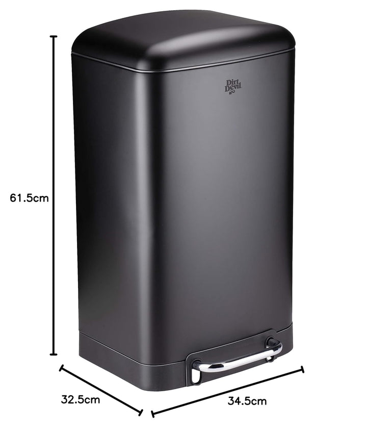 Dirt Devil BLACK+DECKER Tretmülleimer 30L – Mülleimer Küche mit Soft Close – Abfalleimer aus Edelsta