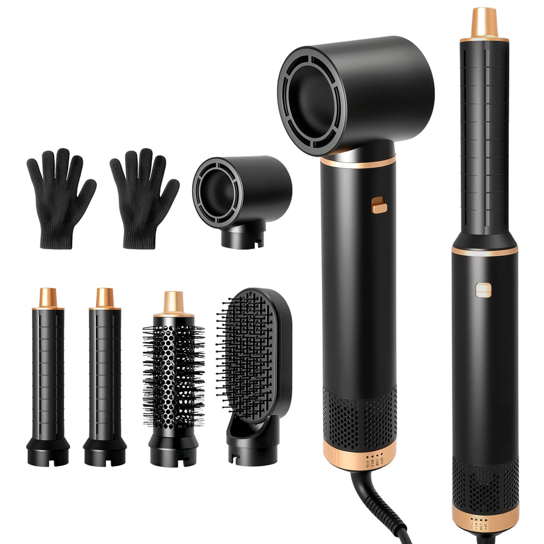 5 in 1 Airstyler Warmluftbürste 1000W Ionen - Hair Styler Set mit Rundbürstenföhn, Lockenstab & Styl
