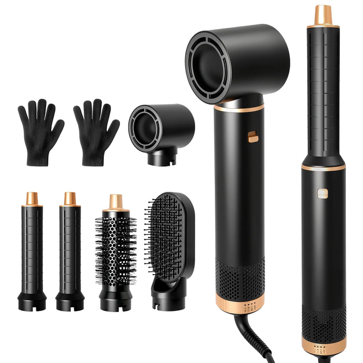 5 in 1 Airstyler Warmluftbürste 1000W Ionen - Hair Styler Set mit Rundbürstenföhn, Lockenstab & Styl