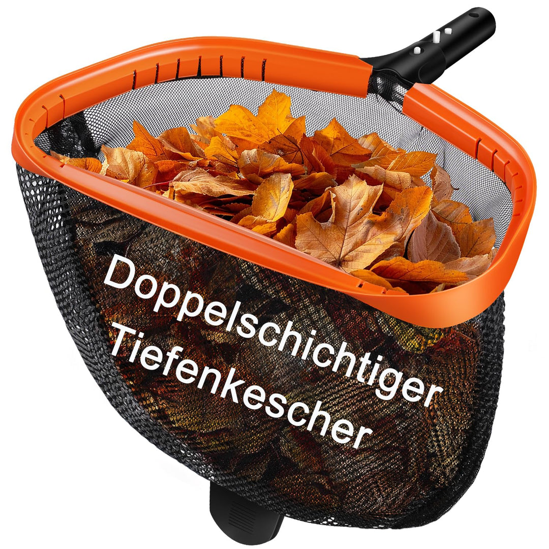 KGC Pool Kescher, Professionelles Poolkescher aus Metall, Doppelschichtiger Tiefenkescher mit Alumin