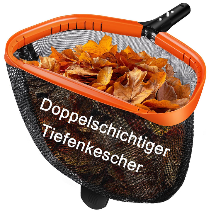 KGC Pool Kescher, Professionelles Poolkescher aus Metall, Doppelschichtiger Tiefenkescher mit Alumin
