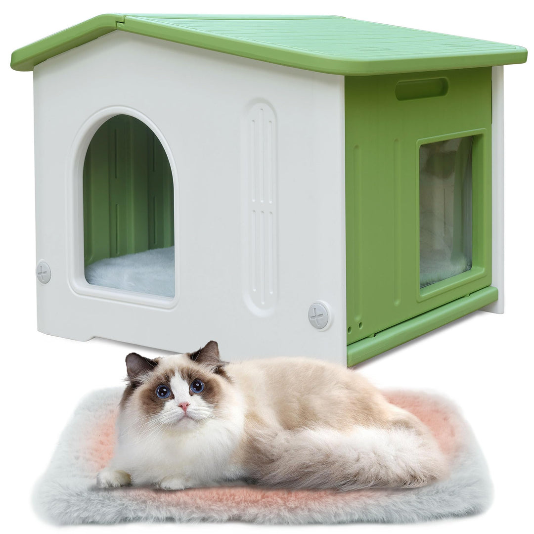 Kunststoff-Katzenhaus für Outdoor Indoor-Gebrauch, stapelbar verwilderte Katze Unterschlupf Indoor-K