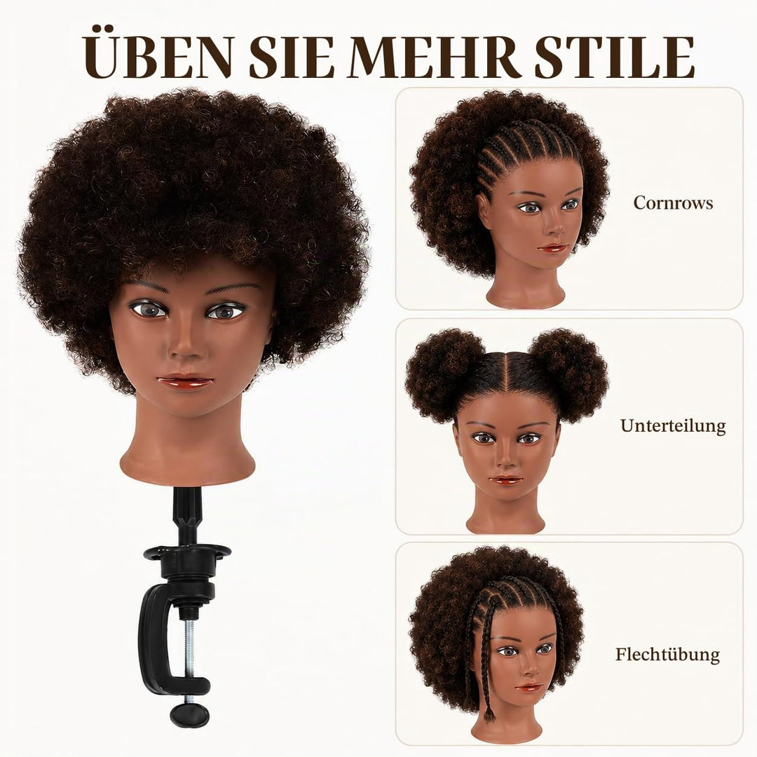 Morris Mannequin Head 100% Human Hair Training Head Afro Hair Manikin Head African American Training