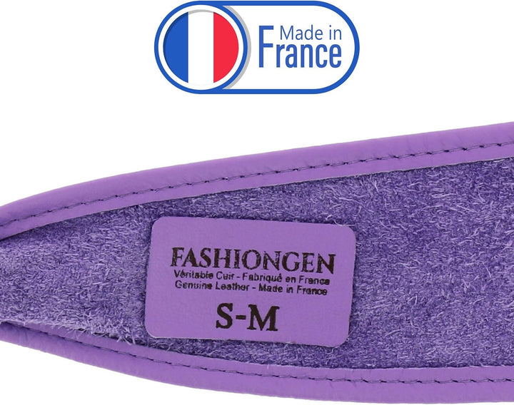 FASHIONGEN - Echtem Rindsleder Vollnarbenleder Obi Gürtel für Damen, Bindgürtel, CASSIANE Lila L-XL,