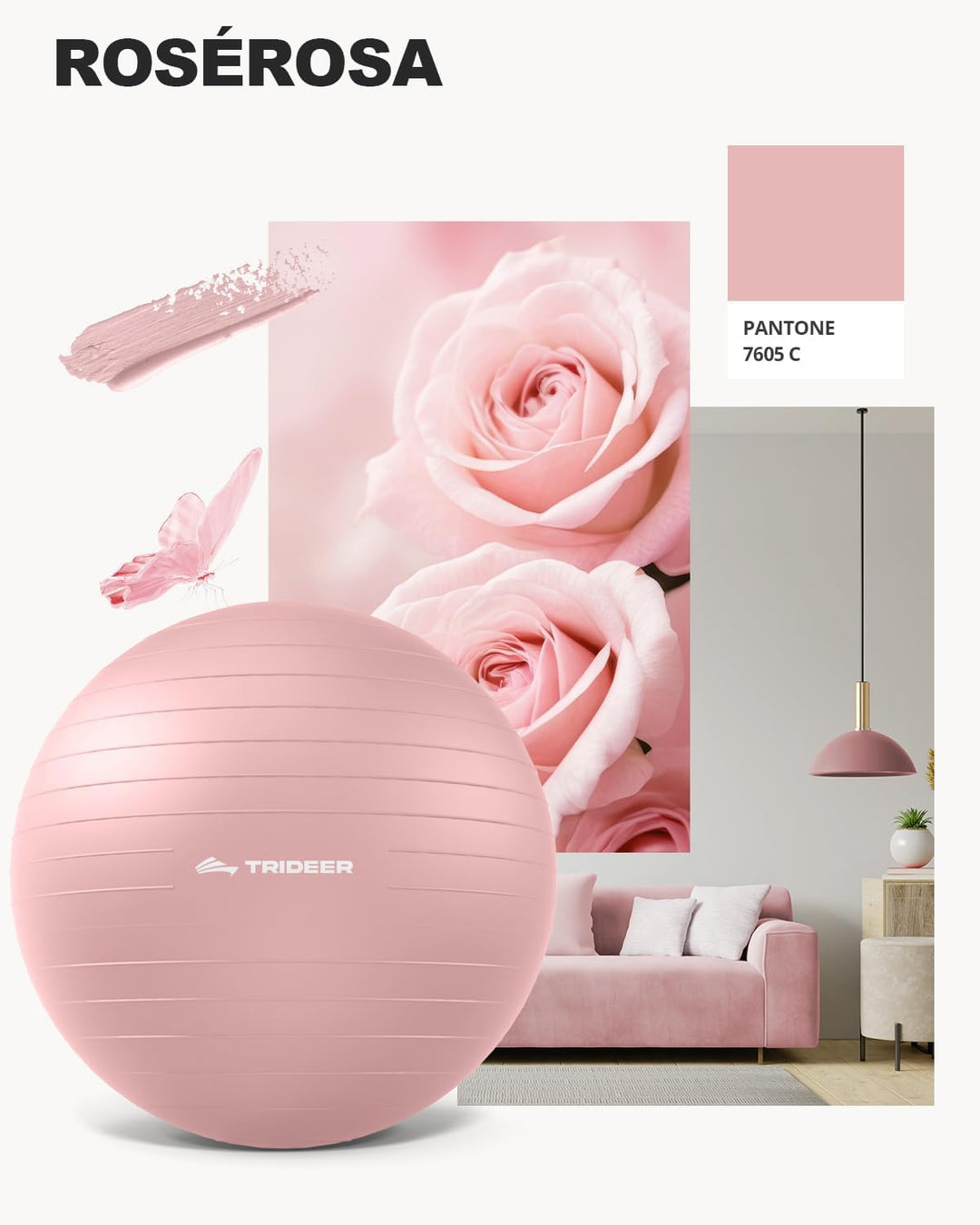 Trideer Gymnastikball – Ergonomischer Sitzball für Büro & Zuhause, Yoga Ball/Pilates Ball für Traini