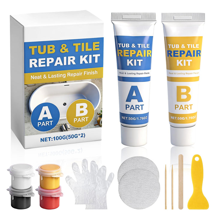 Fliesen Reparaturset, Badewannen Reparaturset Weiss, Wasserdichtes Keramik Reparaturset für Waschbec