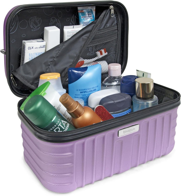KINSTON Vanity Case Hartschale mit Schulterriemen – Kulturbeutel Reise Kosmetik – Hartschale mit Gri