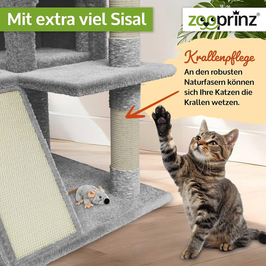 zooprinz Premium Kratzbaum – Grosser XXL Kletterturm für kleine & grosse Katzen - Breiter Kratzbaum