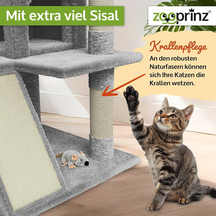 zooprinz Premium Kratzbaum – Grosser XXL Kletterturm für kleine & grosse Katzen - Breiter Kratzbaum