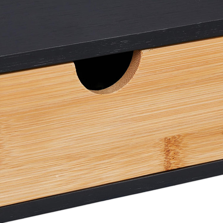 Relaxdays Schreibtisch Organizer, 1 Schublade, DIN A4 Ablage, Bambus, HBT: 11 x 32 x 22 cm, Büroorga