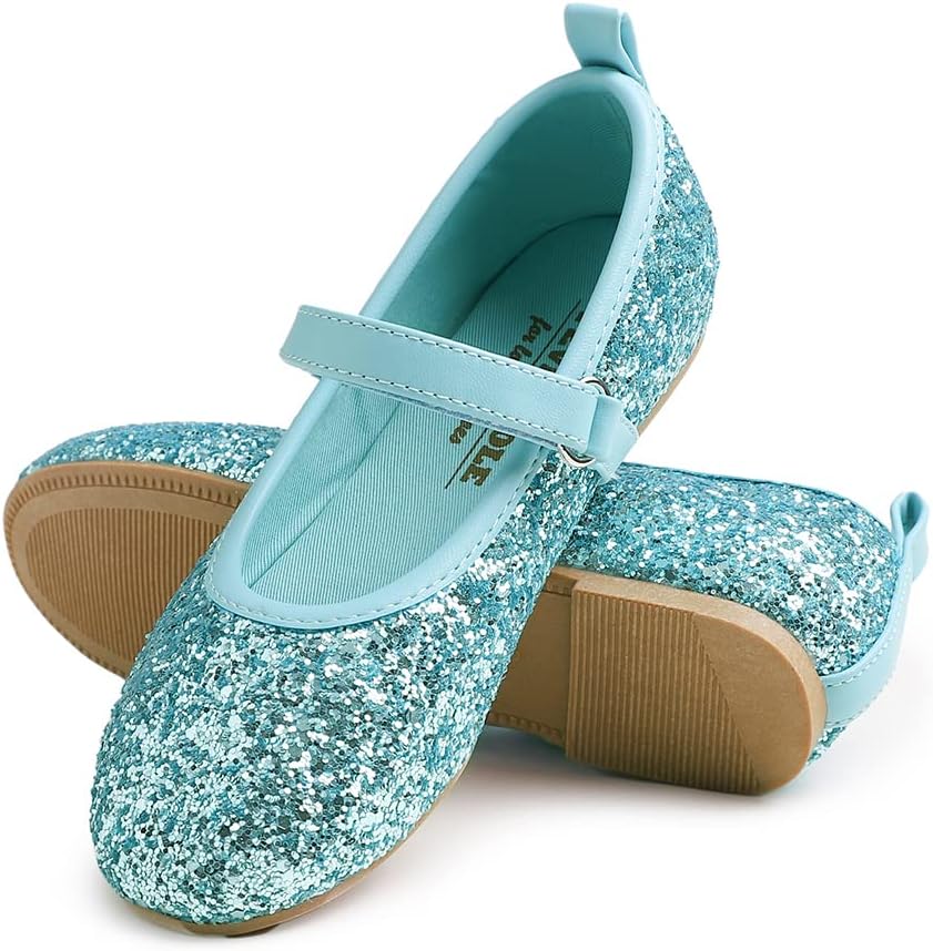 Feversole Girls Cute Dress, Mädchen süsses Kleid Mary Jane Schuhe weiche Party Urlaub Ballerinas 32