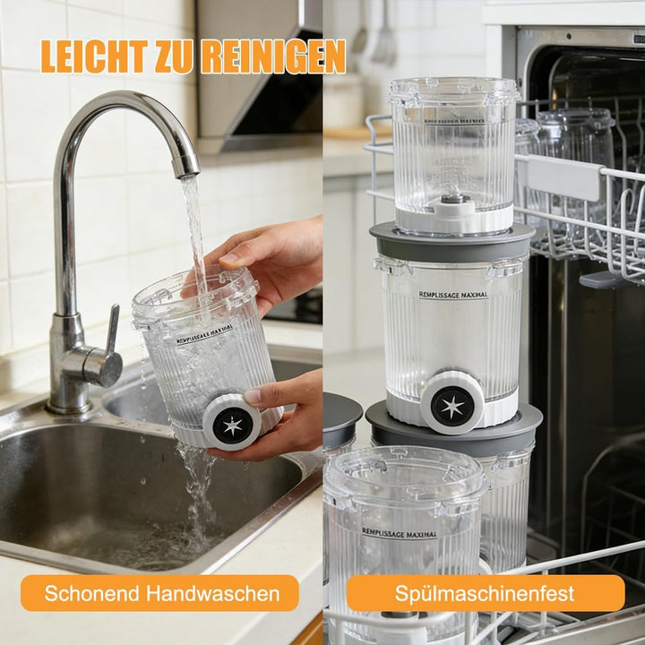 ASOFTY 2 Stück Behälter für Ninja Swirl, 480ml Eisbehälter Becher mit Deckel Kompatibel mit Ninja Cr