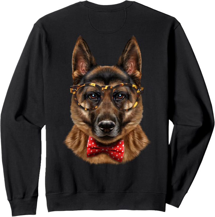 Deutscher Schäferhund in klassischer Brille und Fliege Sweatshirt