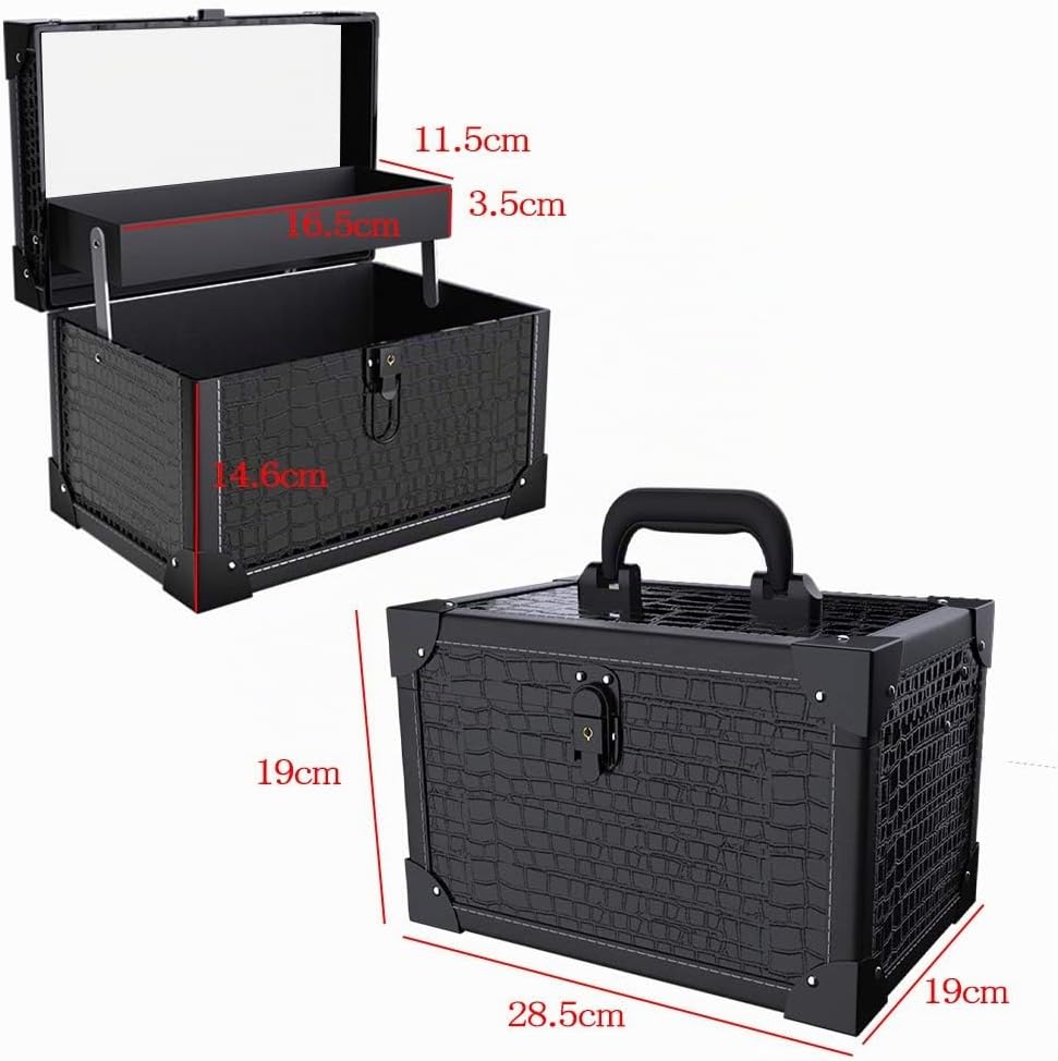 ANGNYA Kosmetikkoffer mit Spiegel Schminkkoffer Beauty Case 2 Ebenen mit Schlüssel elegant und klass