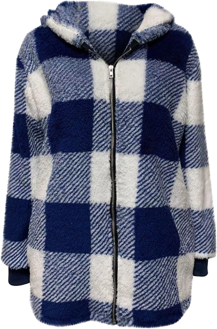Ansenesna Fleecejacke Damen Mit Kapuze Flauschig Winterjacke Damen Warm Gefüttert Wintermantel Elega