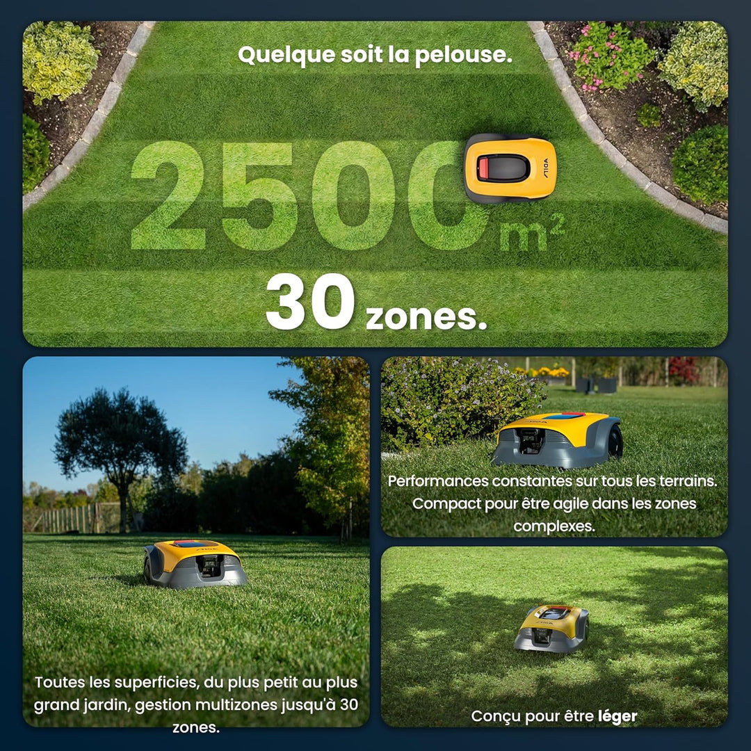 STIGA A 25v a Rasenmähroboter, 25,2 V, 18 cm – KI-integrierte Kamera, App-Steuerung, Anpassbare Mähm