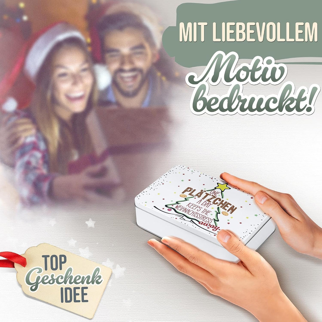 Print Royal PR Geschenkdose mit lustigem Spruch - One Plätzchen a day - Blechdose bedrucken, Keksdos