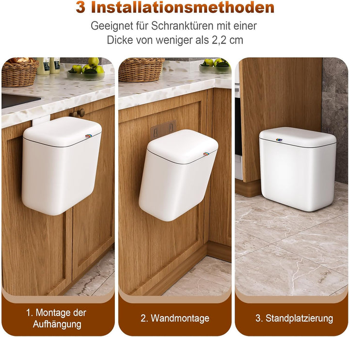 MOPUP Komposteimer für Küche, 6.8 l Mülleimer, Arbeitsplatte oder unter der Spüle, hängender Kleiner