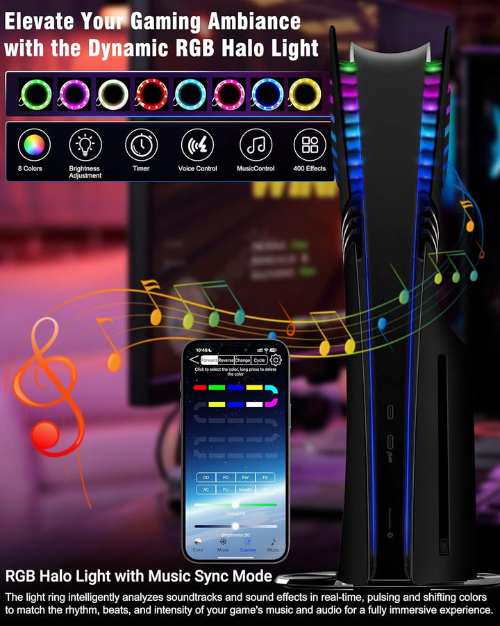 Joso Frontblende für PS5 Pro Disc Edition, Kratzfeste, staubdichte Ersatzhülle mit RGB-Ring, Abdecku
