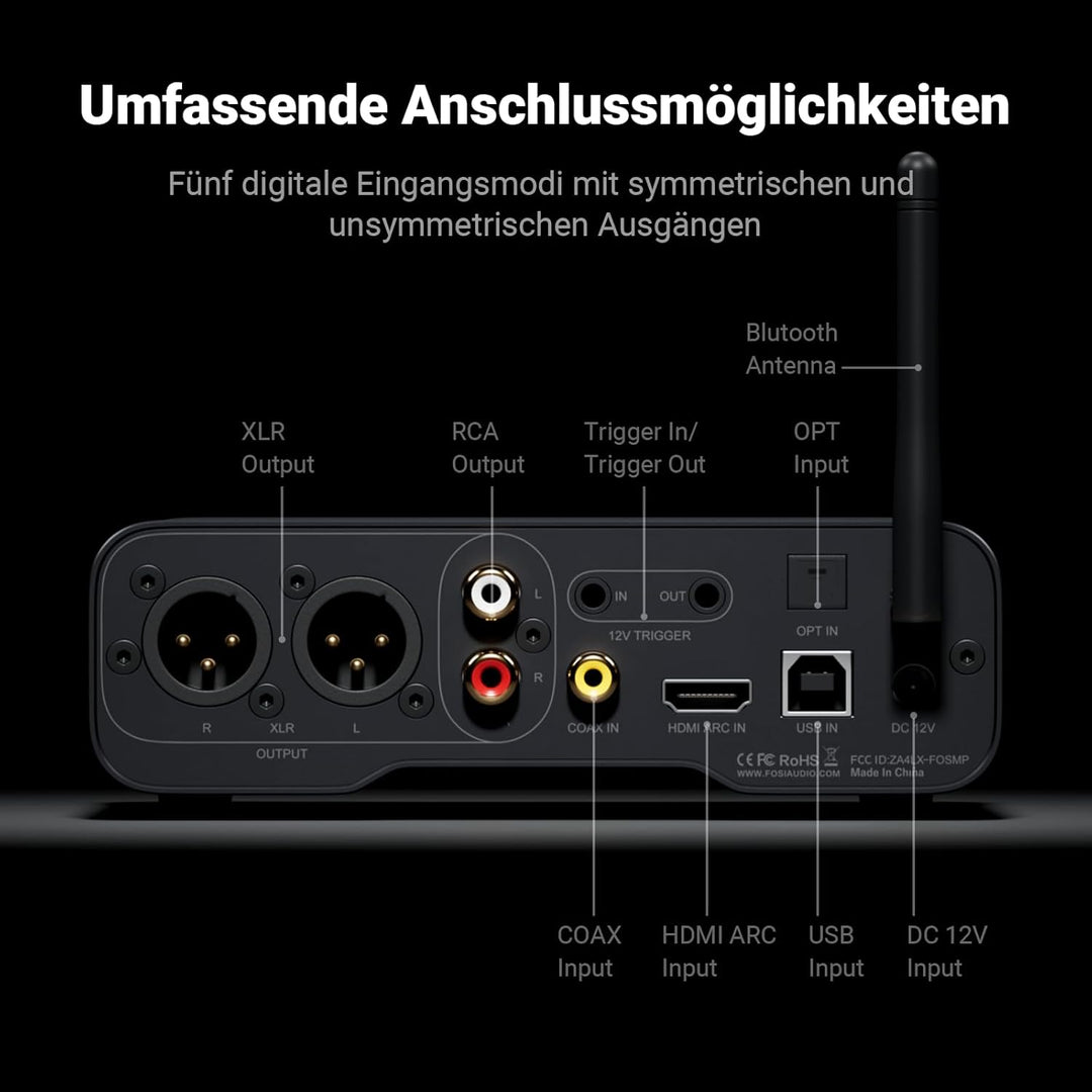 Fosi Audio ZD3 Desktop DAC Preamp, Fully Balanced DA Wandler mit ES9039Q2M für Heim-Stereo-Verstärke