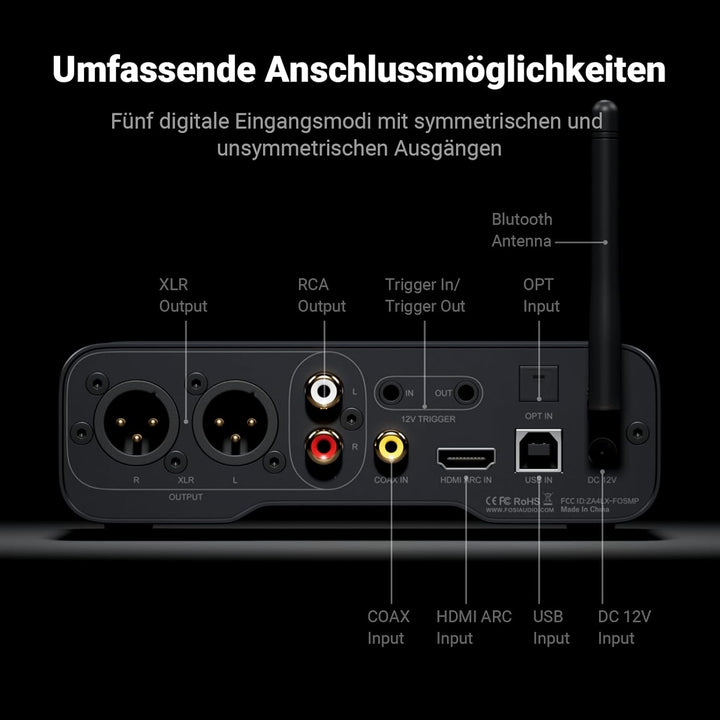 Fosi Audio ZD3 Desktop DAC Preamp, Fully Balanced DA Wandler mit ES9039Q2M für Heim-Stereo-Verstärke