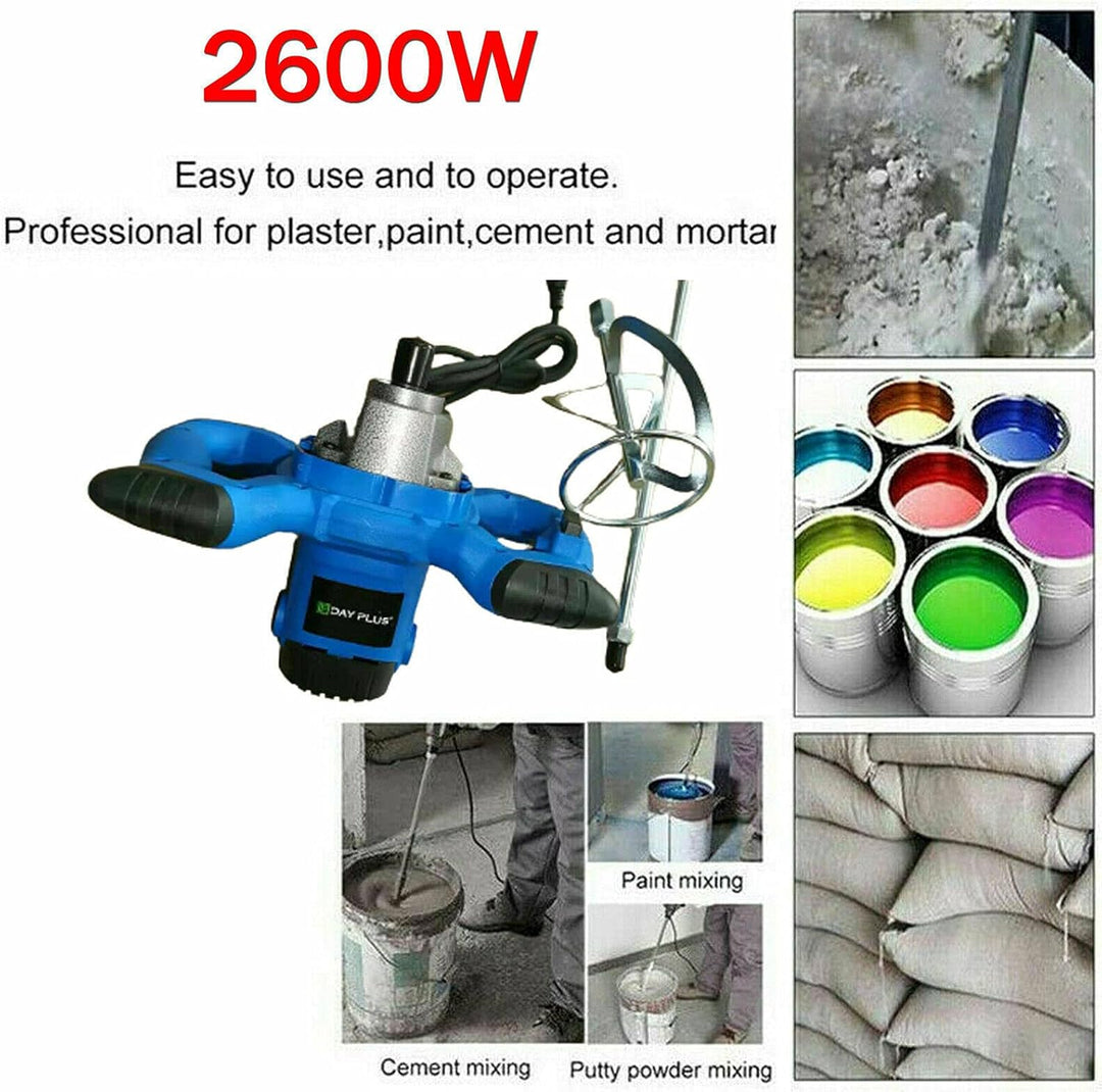 Farb-Mörtelrührer, Betonrührer, 2600 W, 0-1500rpm Drehzahl, M14 Rühreraufn, Ergonomisch Mischer, Rüh