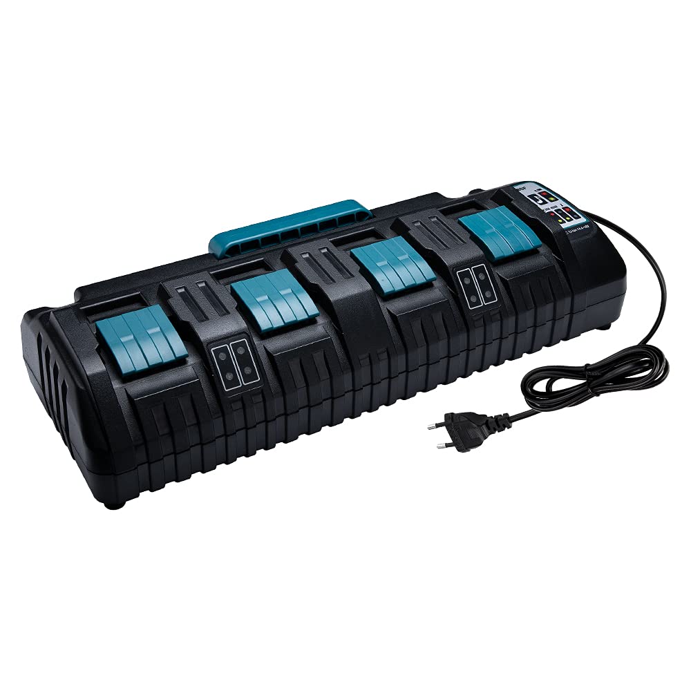Hipoke DC18SF 4-Port Lithium-Ladegerät Kompatibel mit Makita 14,4V 18V 20V Akku BL1430 BL1450 BL1440