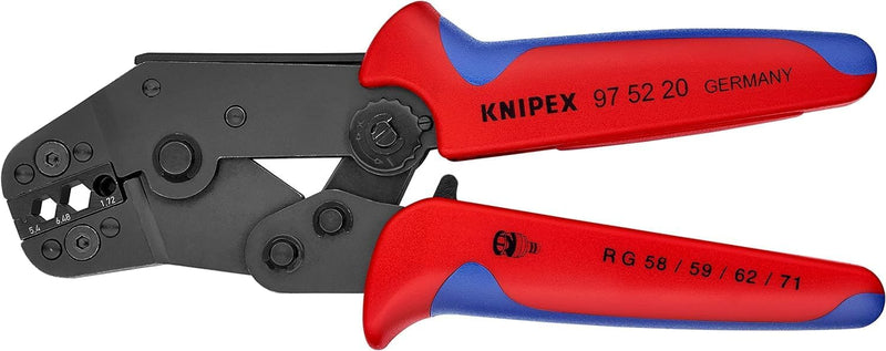 Knipex Crimpzange kurze Bauform brüniert, mit Mehrkomponenten-Hüllen 195 mm 97 52 20