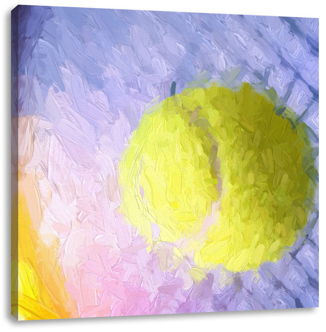 Pixxprint Tennisschläger Tennisball als Leinwandbild/Grösse: 70x70 cm/Wandbild/Kunstdruck/fertig bes