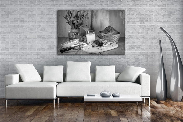 deyoli nahrhaftes Frühstück Effekt: Schwarz/Weiss Format: 80x60 als Leinwand, Motiv fertig gerahmt a