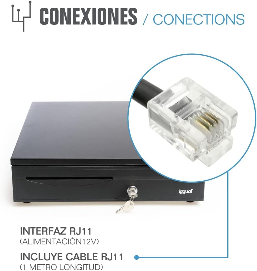 iggual - Geldkassette Abschliessbar IRON - 30 | Kassenschublade mit automatischer oder manueller Öff