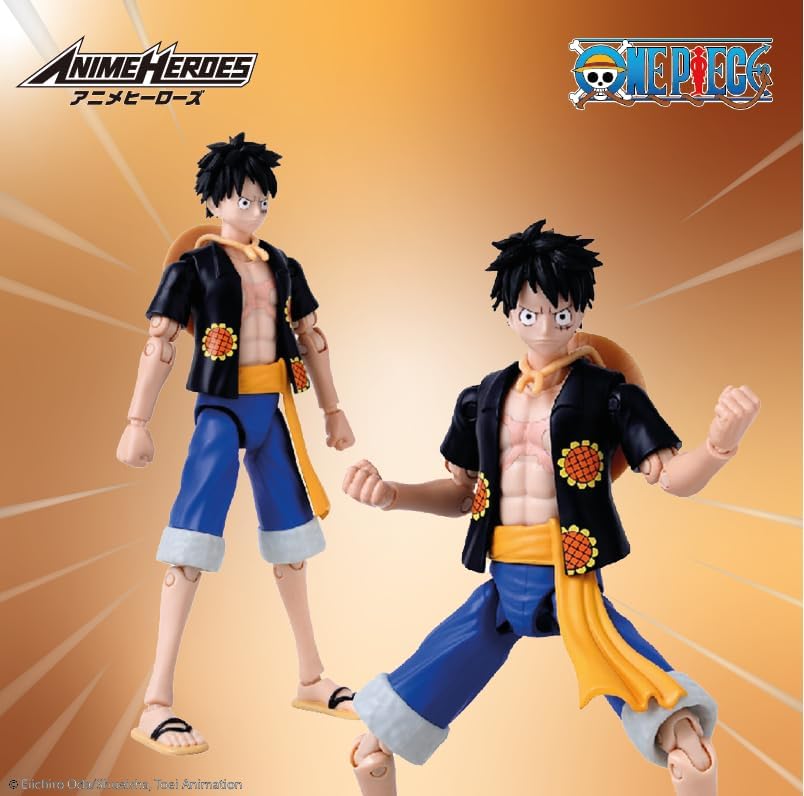BANDAI – Anime Heroes – One Piece – Anime Heroes Figur 17 cm – Monkey D. Ruffy Dressrosa - 37007 Ruf