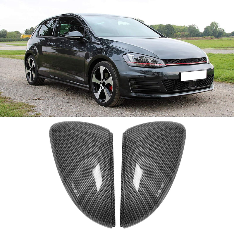 Auto Rückspiegel Abdeckung, Fydun 2 Stücke Rückspiegelkappe Carbon Style Spiegelkappen für Golf MK7