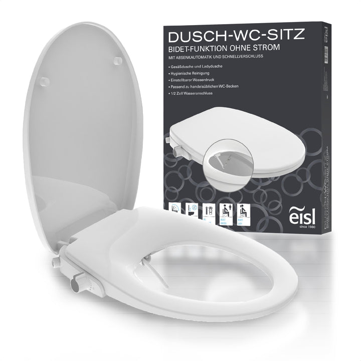 EISL Dusch WC-Sitz Aufsatz (kein Stromanschluss für die Dusch Funktion benötigt), Toilettensitz mit