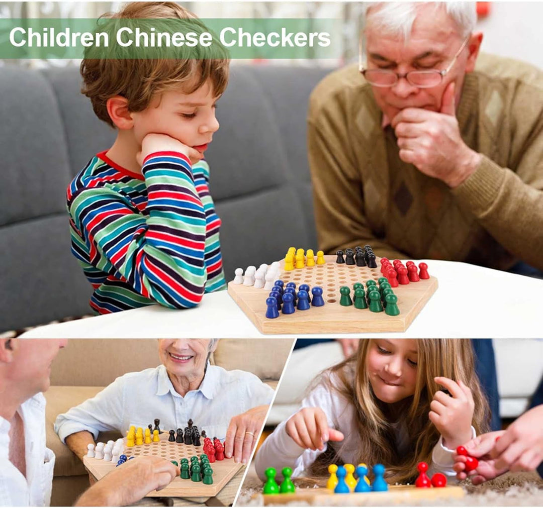 Tbest Holz Checkers, Indoor/Outdoor Bunte Checkers Set Kinder Pädagogisches Brettspiel Chinese Check