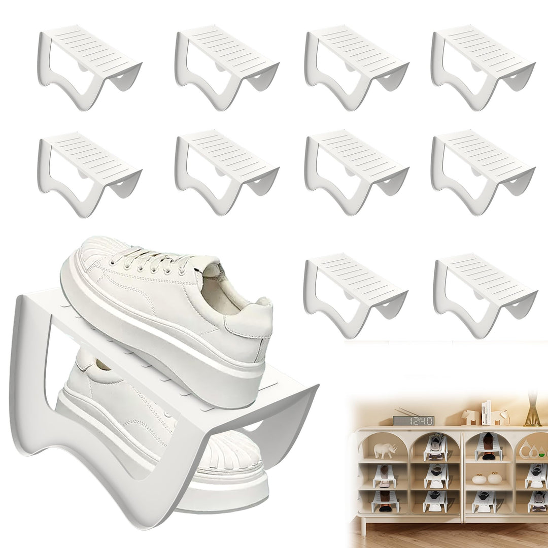 30 Stück Doppelschicht Schuhhalter Schuhorganizer 25x14,5x14cm Schuhschlitze Platzsparend rutschfest