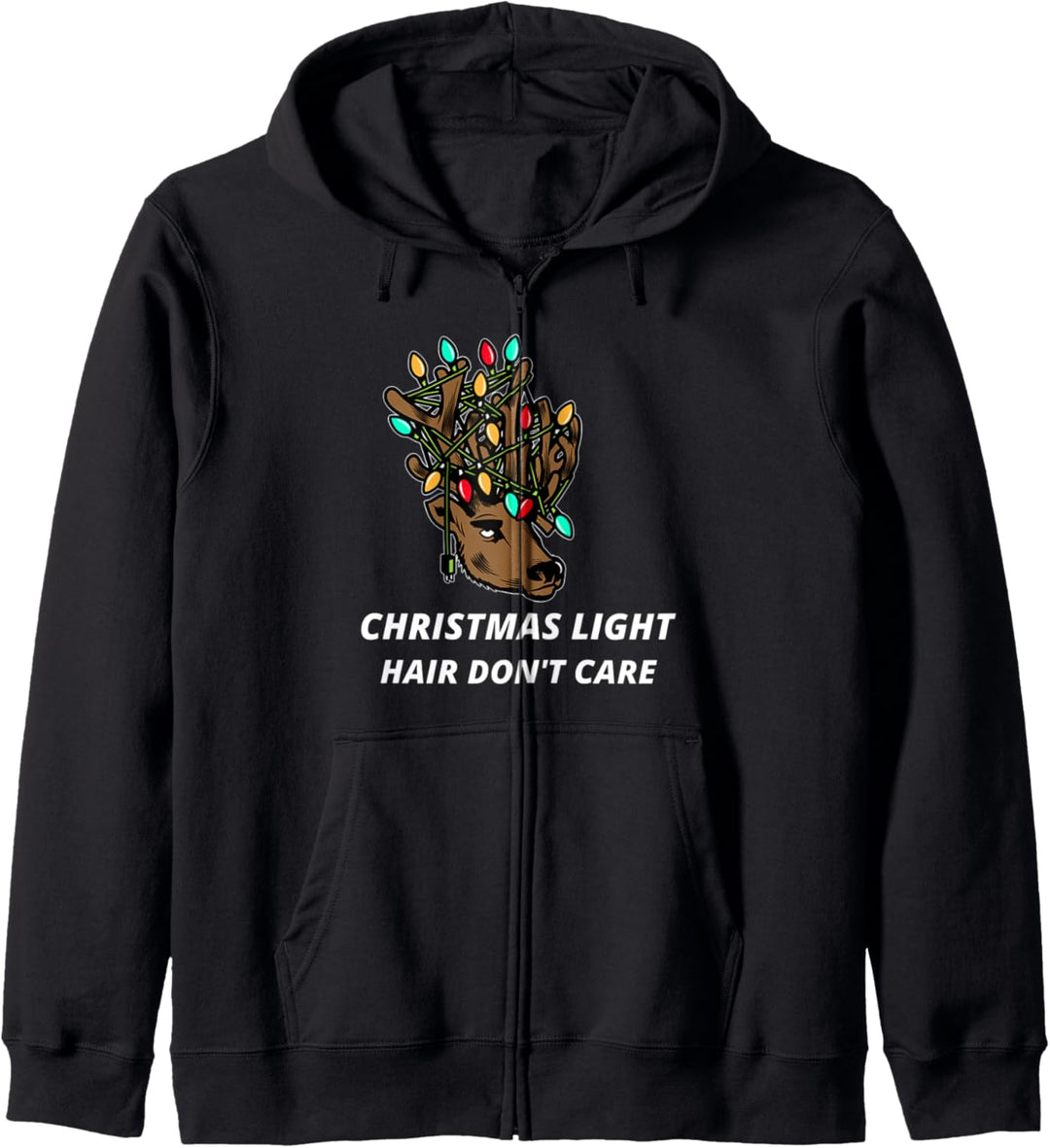 Weihnachtslicht Haar kümmert sich nicht um lustige Rentiere Kapuzenjacke