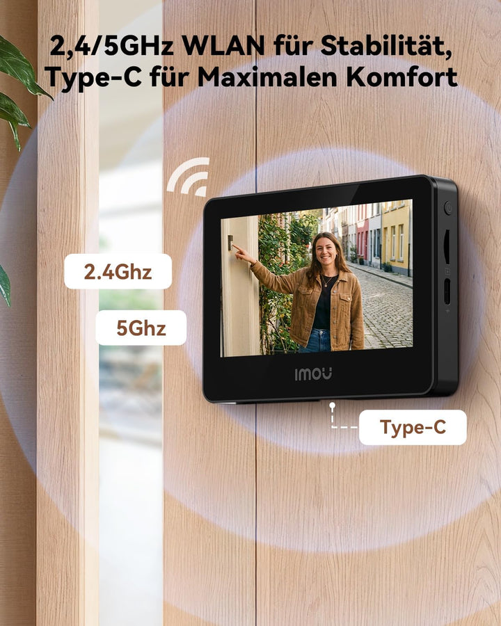 Imou 3K/5MP WLAN Türspion Kamera mit 4,3-Zoll Farbbildschirm | 149° Weitwinkel, Personenerkennung, 4
