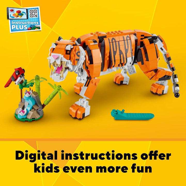 LEGO Creator 3in1 Majestic Tiger 31129 Building Kit; Animal Toys for Kids, Featuring a Tiger, Panda