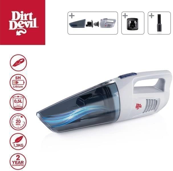 Dirt Devil Handstaubsauger DD5001 - Kabelloser Handsauger 80W - Inklusive Wandhalterung und versenkt