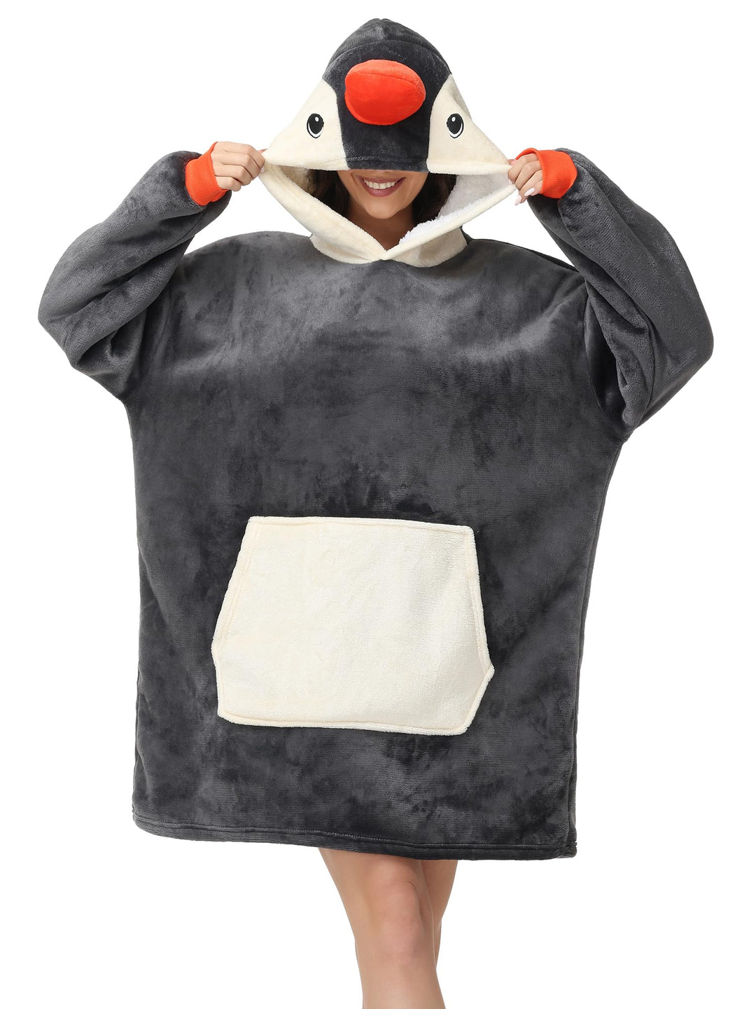 LATH.PIN Panda Übergrosse Decken-Hoodie Flanell mit Kapuze Pulloverdecke Sweatshirt Unisex Kapuzenpu