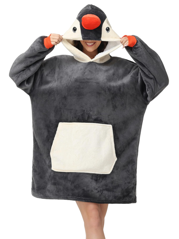 LATH.PIN Panda Übergrosse Decken-Hoodie Flanell mit Kapuze Pulloverdecke Sweatshirt Unisex Kapuzenpu