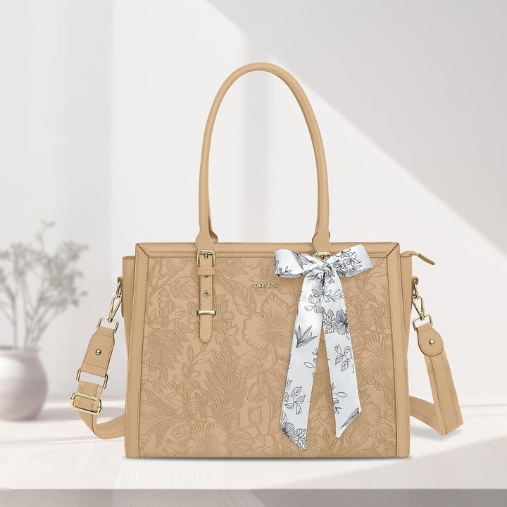 MOSISO Laptop Tasche für Frauen,17,3 Zoll PU Leder Tote Bag Kompatibel mit MacBook,HP,Dell,Asus Note