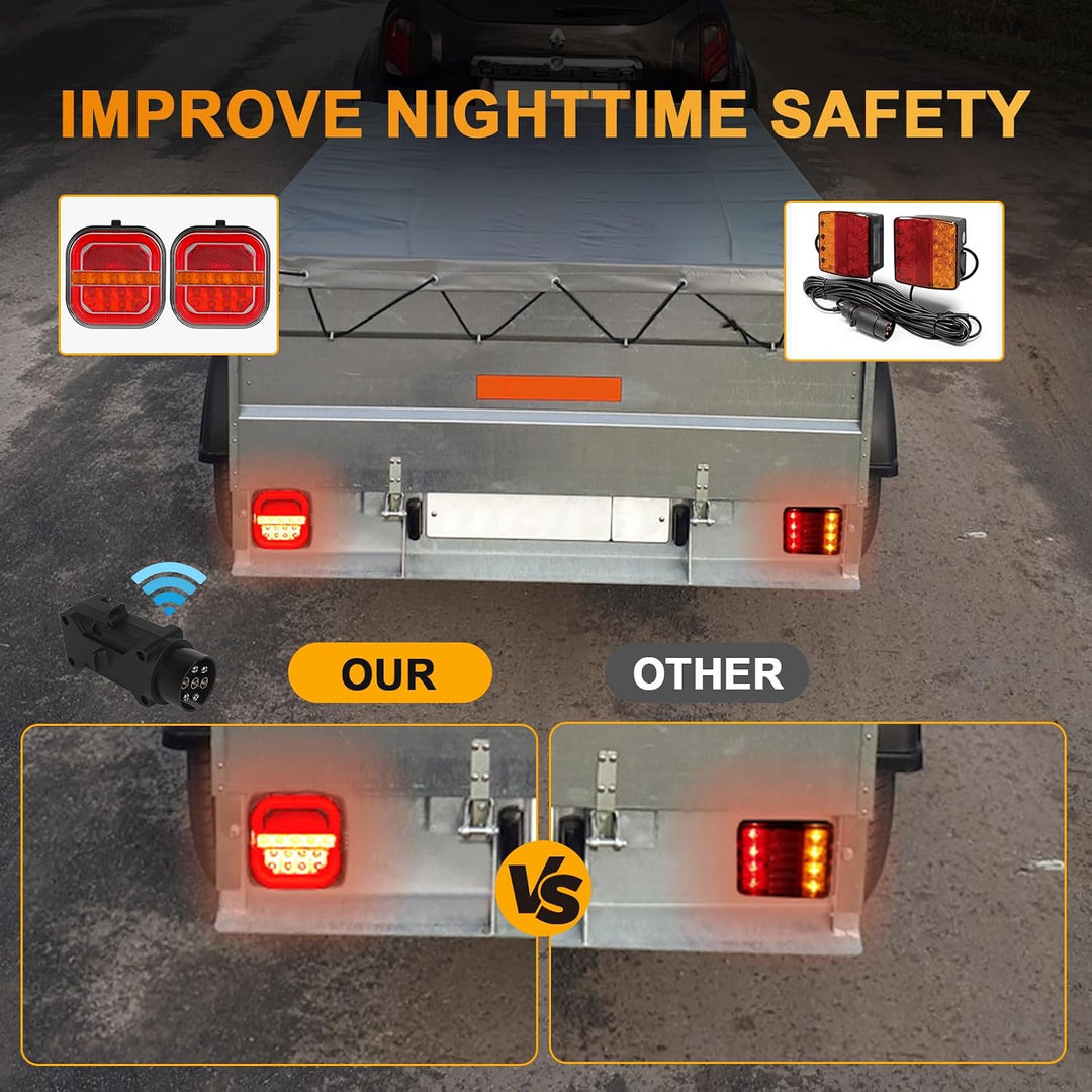 AOHEWEI Kabellose Beleuchtung LED Set Magnetische Anhänger Rücklichter Kabel frei 12V/24V LKW hinten